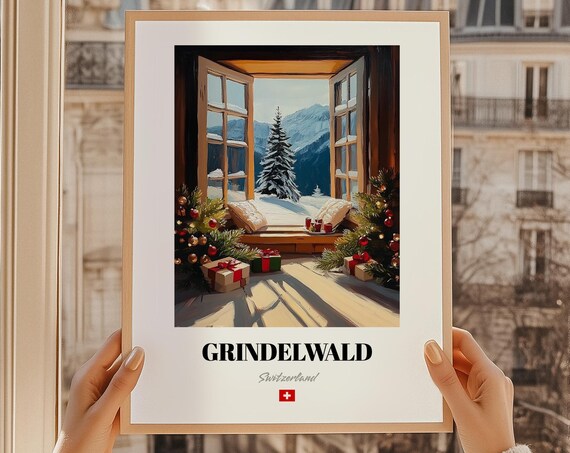 Grindelwald Switzerland Ski Resort Wall Decor Print Poster Christmas Gift Art