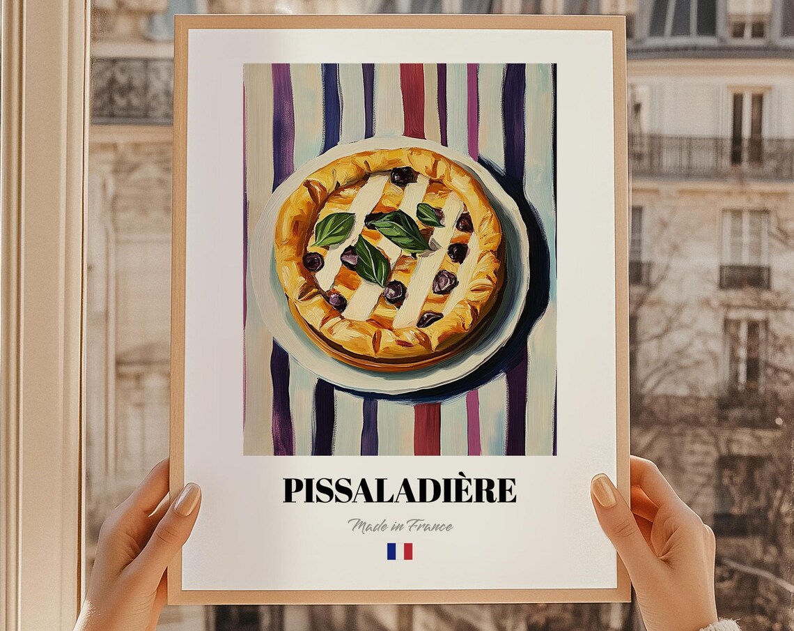 Pissaladière French Onion Olive Tart Painting Kitchen Art Print France
