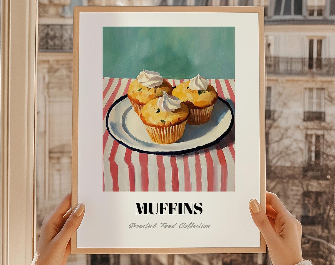 Frosted Muffins Breakfast Still Life Food Painting Cafe Decor Poster