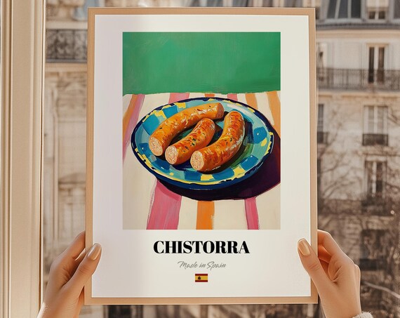 Chistorra Spanish Food Painting Print Recipe Board 40th Birthday Gift Dining Room Poster