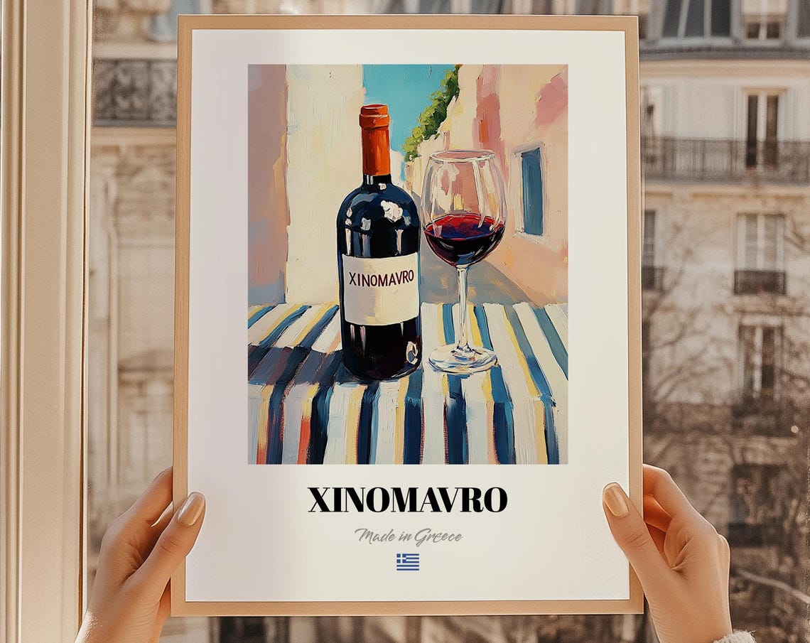 Xinomavro Greek Red Wine Poster Bar Dcor Wall Art Friend Gift Dining Room Print