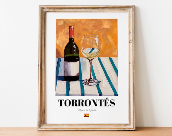Spanish Torronts Art Print Poster Aromatic Wine Artwork For Bars And Cafs