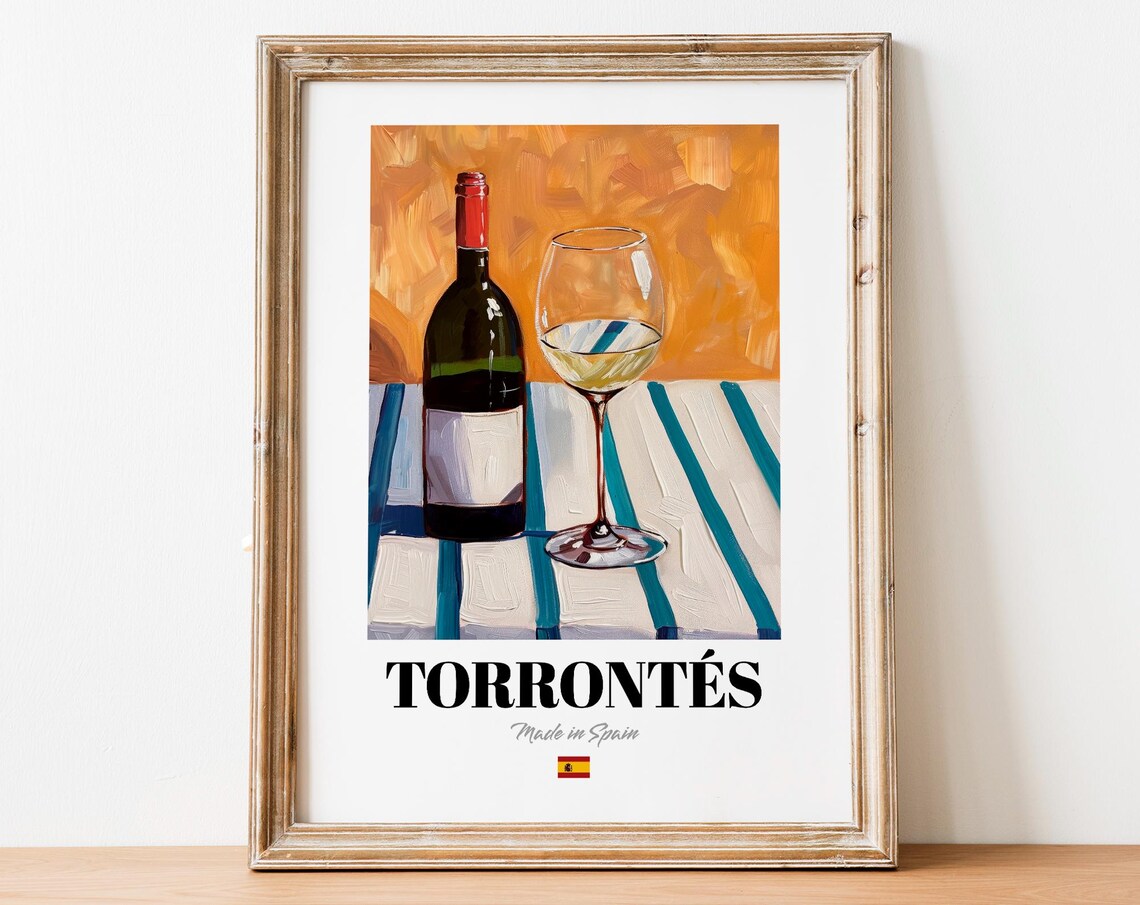 Spanish Torronts Art Print Poster Aromatic Wine Artwork For Bars And Cafs