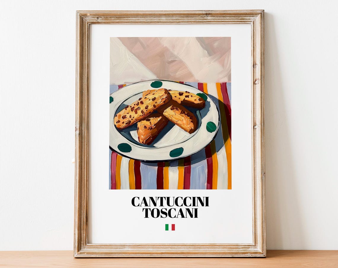 Cantuccini Toscani Italian Almond Biscotti Colorful Kitchen Poster
