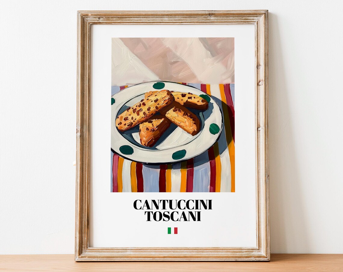 Italian Cantuccini Poster Crunchy Biscuit Art For Caf And Bistro Walls