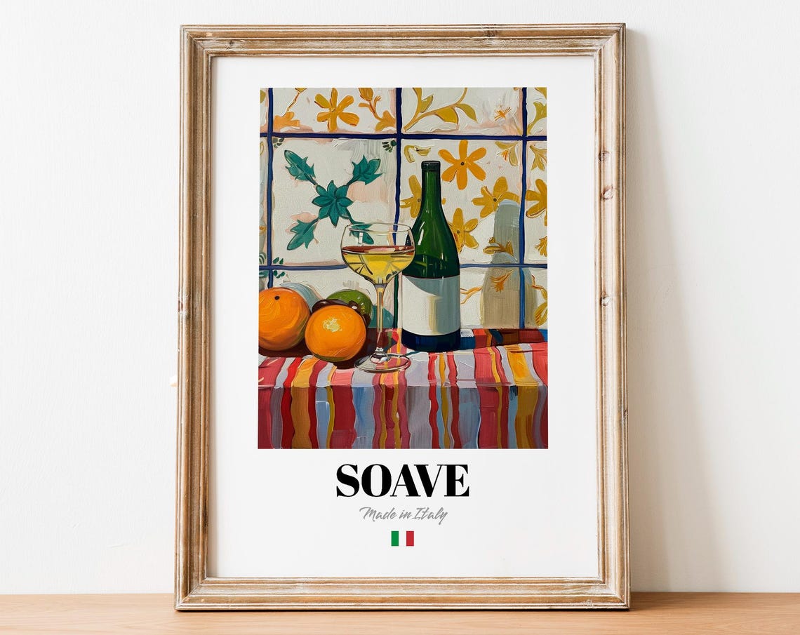 Soave Italian Wine Poster Still Life with Oranges Tiled Backdrop Art