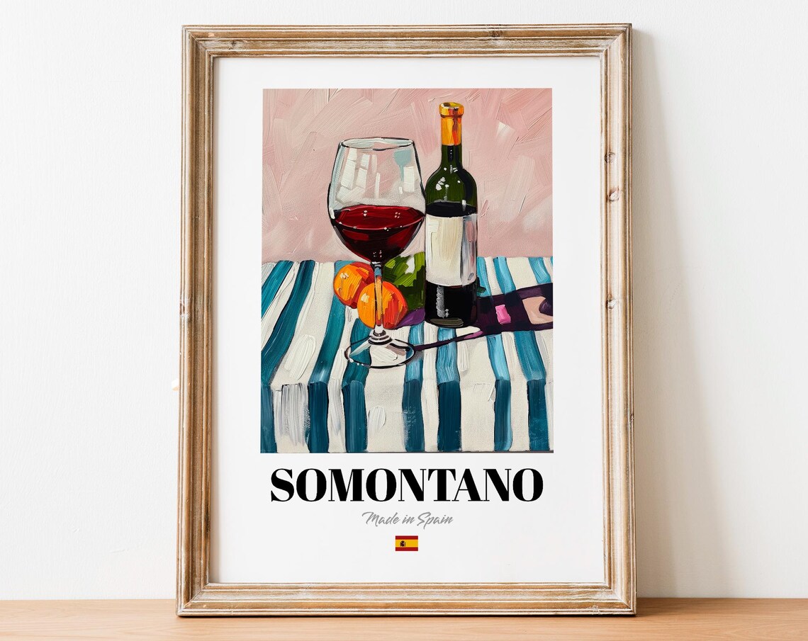 Spanish Somontano Art Print Poster Vineyard Artwork For Cafs And Restaurants