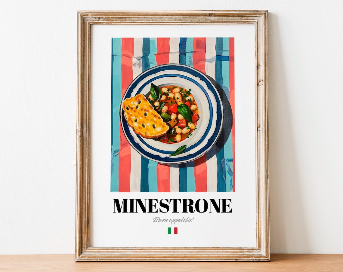 Italian Minestrone Poster Modern Foodie Wall Art For Restaurants And Cafs