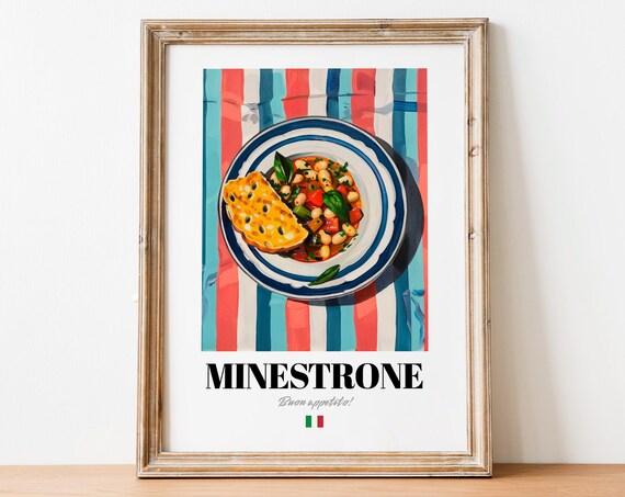 Italian Minestrone Poster Modern Foodie Wall Art For Restaurants And Cafs