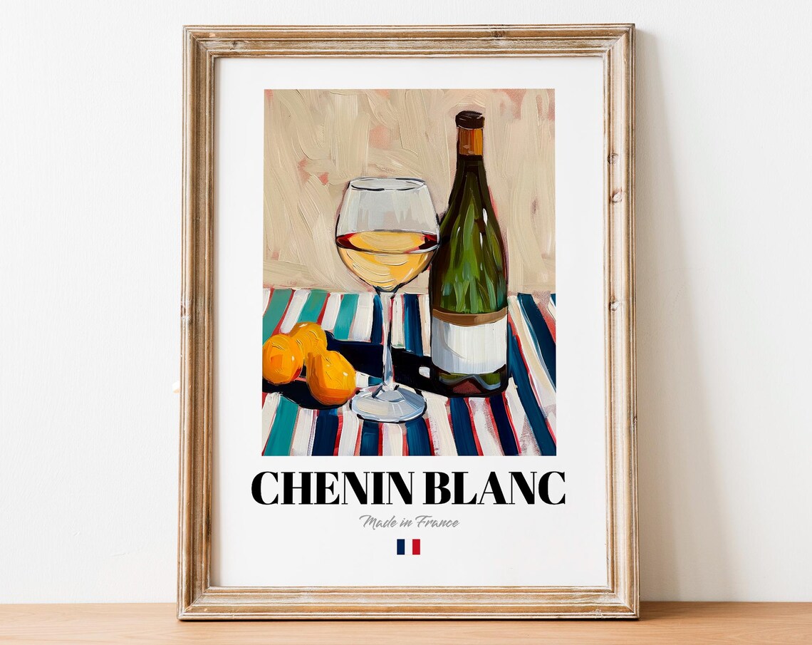 Chenin Blanc Wine Wall Art Print Poster Crisp French White For Kitchens