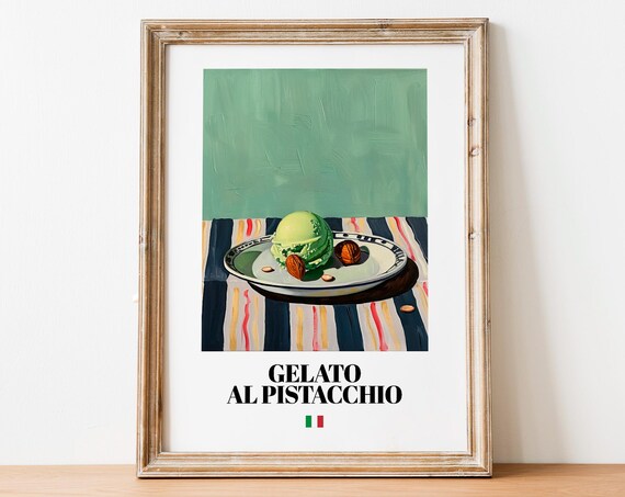 Italian Gelato Poster Nutty Dessert Art For Caf And Kitchen Decor