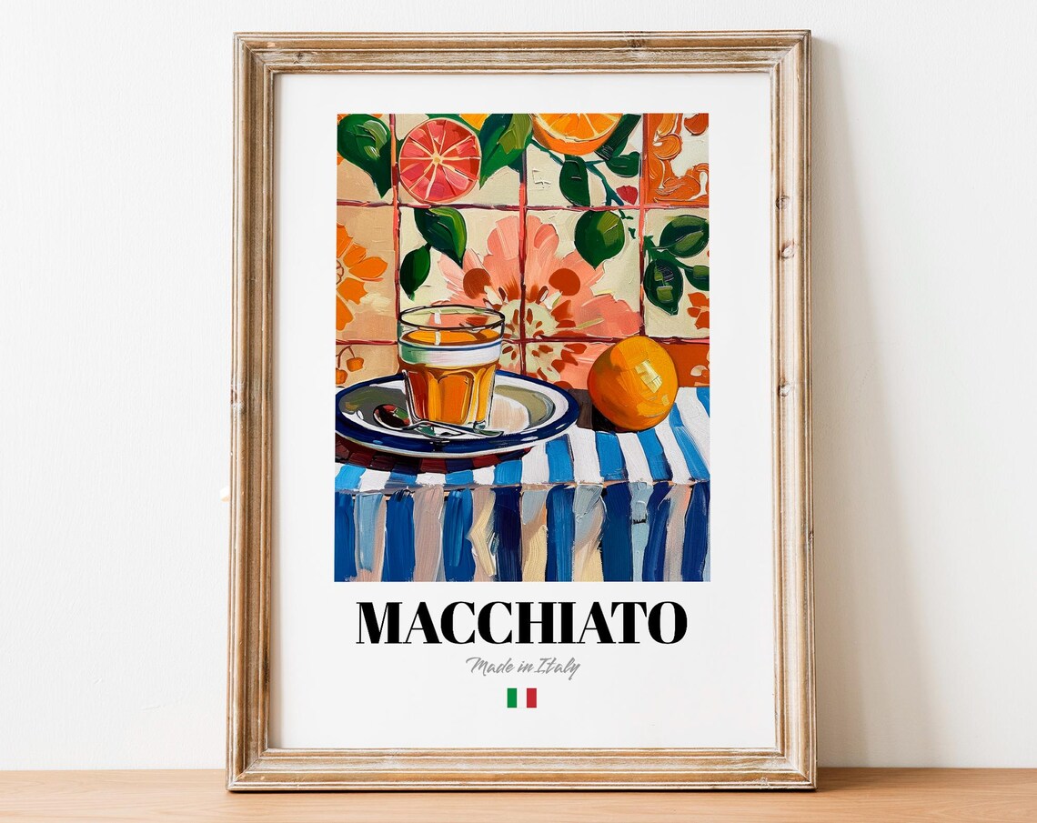 Macchiato Art Print, Culinary Coffee Kitchen Poster