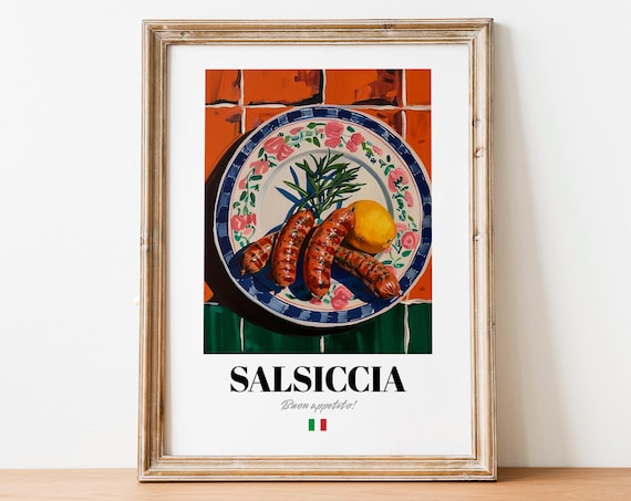 Salsiccia Italian Sausages Rustic Oil Painting Food Art Poster