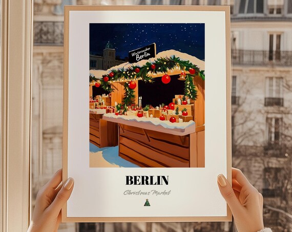 Berlin Germany Christmas Market Wall Art Print Poster Weihnachtspaket Winterzauber
