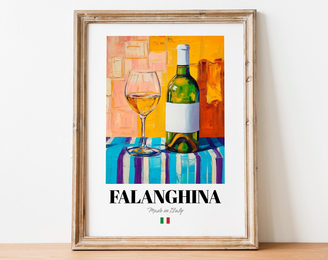 Falanghina Wall Art Print Poster Campanian White Wine Artwork For Kitchens