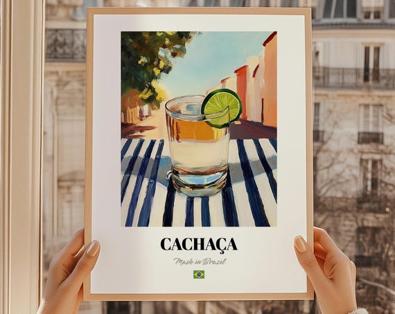 Cachaa Brazilian Spirit Print Dcor Wall Art Gift For Brazil Friend Kitchen Poster