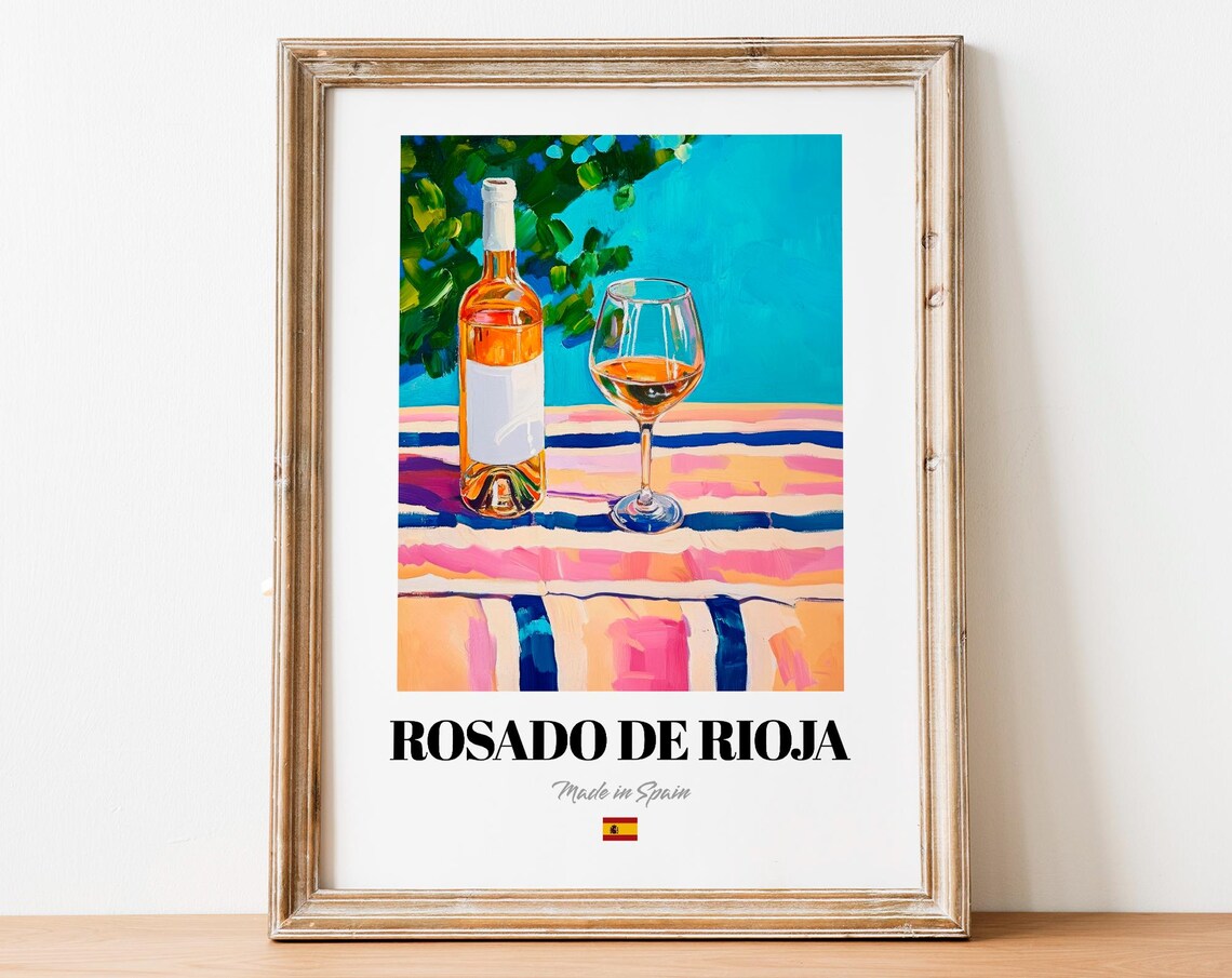 Rosado De Rioja Wall Art Print Poster Vibrant Ros Wine Artwork For Kitchens