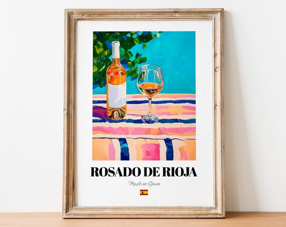Rosado De Rioja Wall Art Print Poster Vibrant Ros Wine Artwork For Kitchens