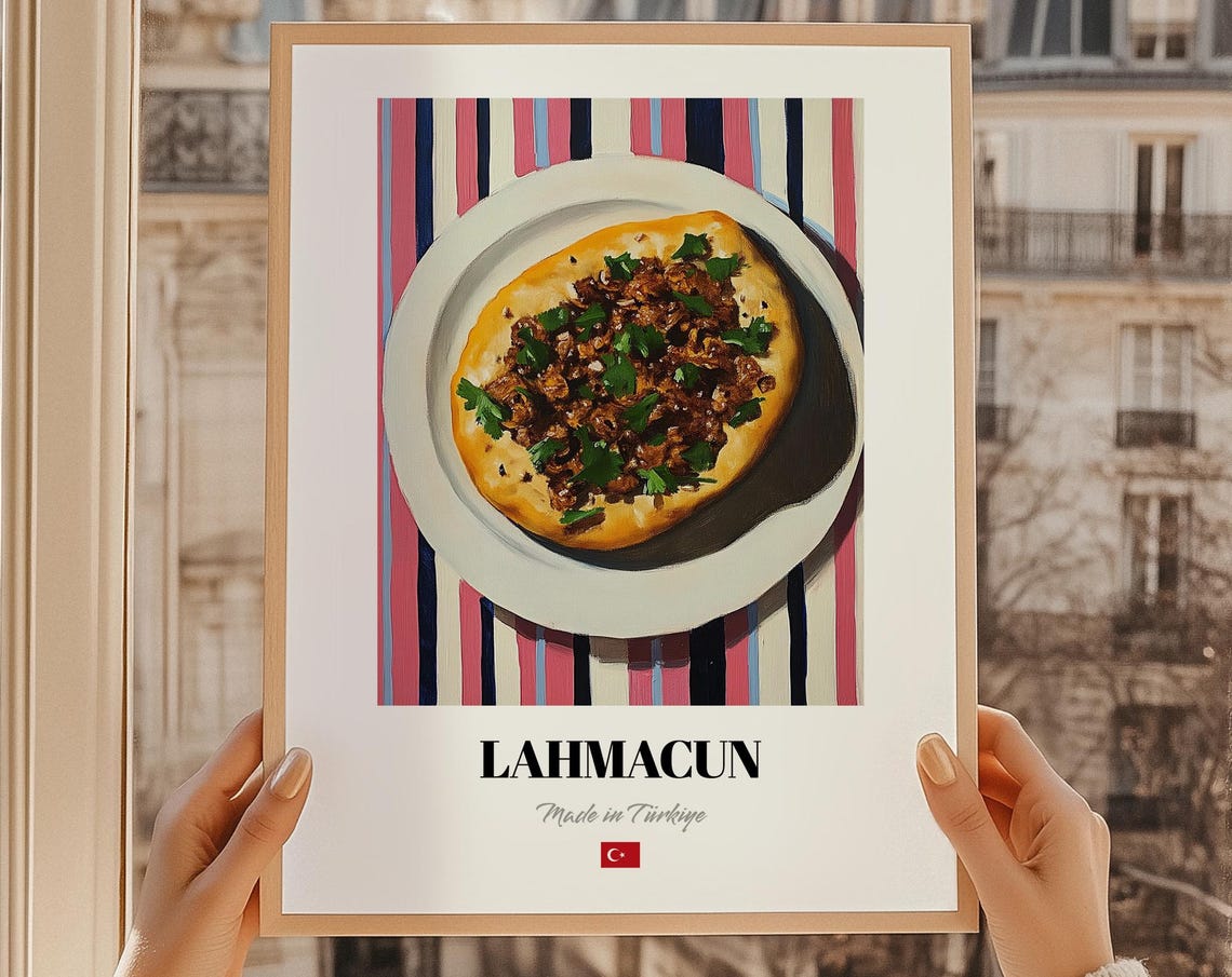 Lahmacun Made in Turkiye Turkish Flatbread Painting Kitchen Poster