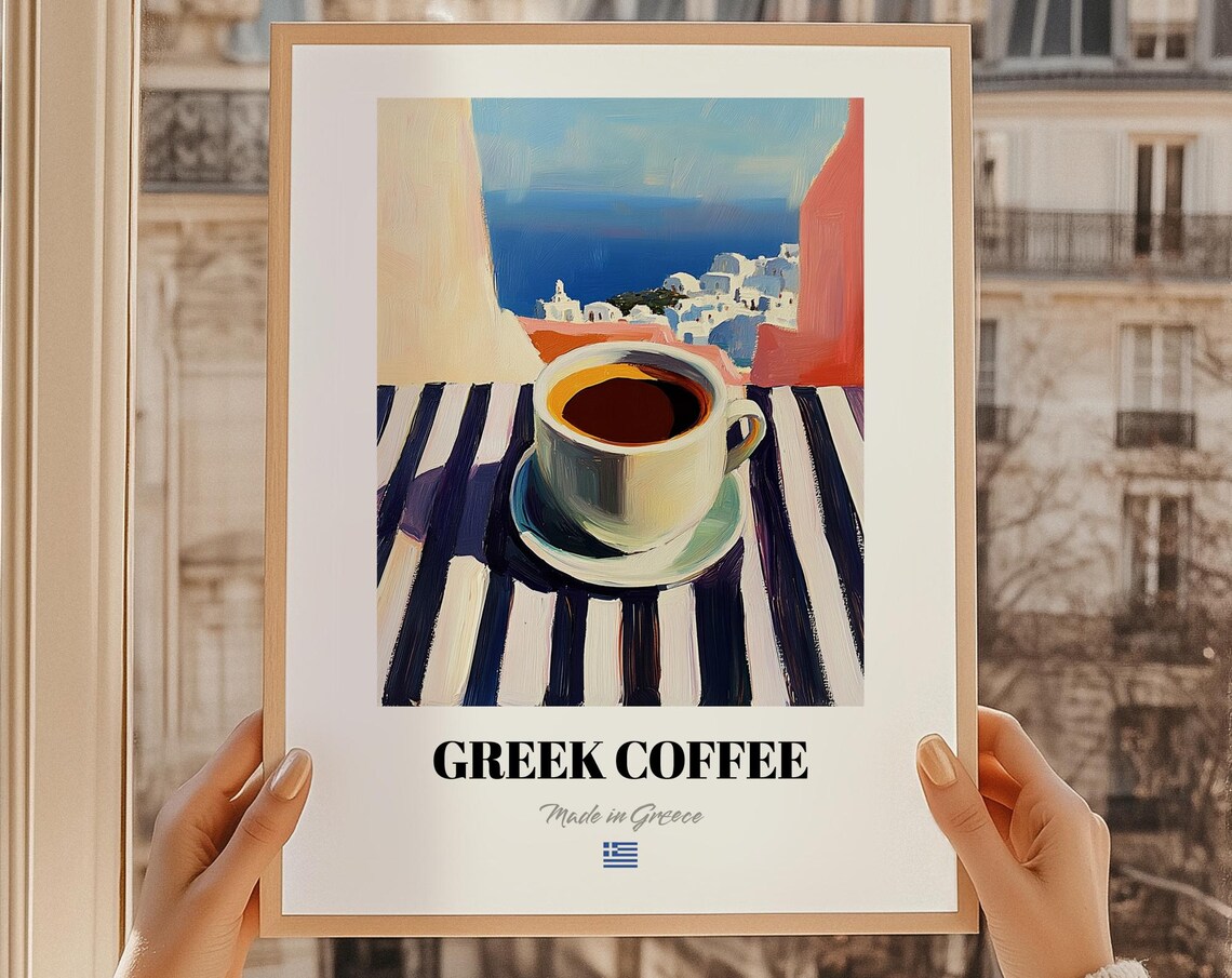 Greek Coffee Poster Bar Dcor Wall Art Friend Gift Kitchen