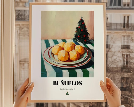 Buuelos Christmas Art Print, Colombian Food