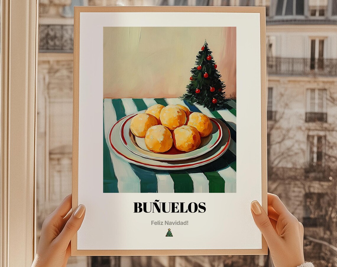 Buuelos Christmas Art Print, Colombian Food