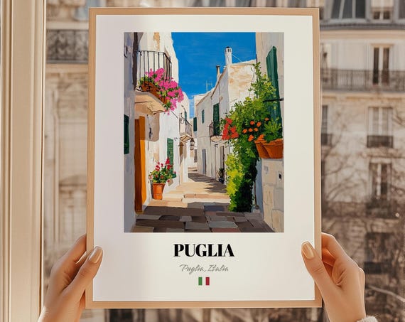 Puglia Italia Wall Art Print Of An Oil Painting Reproduction Friend Gift Bedroom Decor