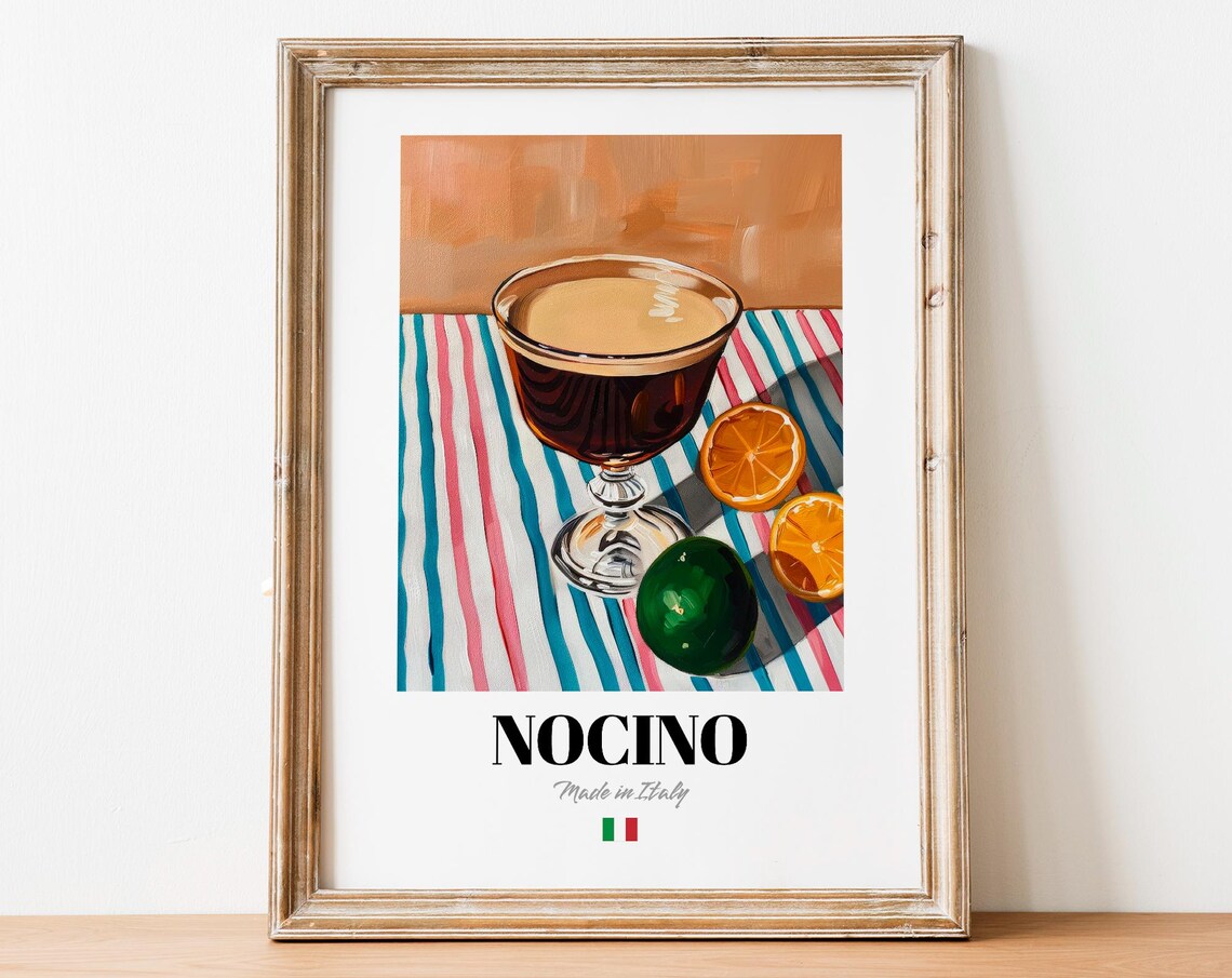 Italian Nocino Art Print Poster Walnut Liqueur Artwork For Bars And Restaurants
