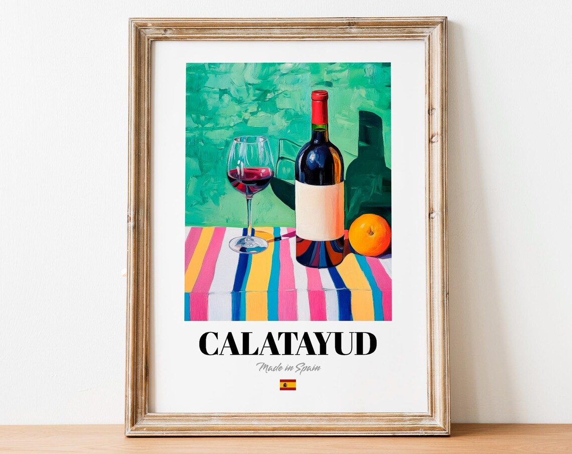 Calatayud Wine Wall Art Print Poster Artisanal Red Artwork For Kitchens