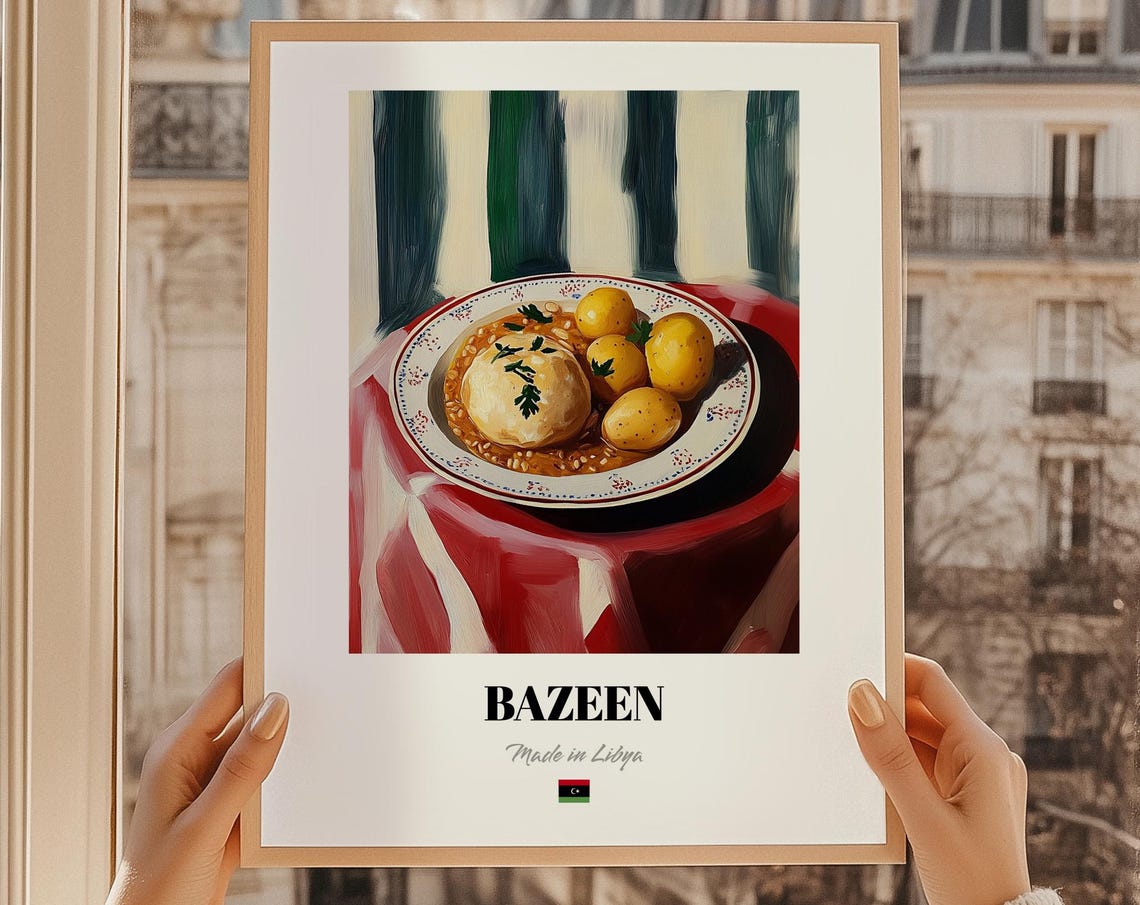 Bazeen Libyan Dough Stew Cuisine Traditional Food Art Kitchen Poster