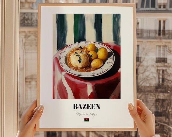Bazeen Libyan Dough Stew Cuisine Traditional Food Art Kitchen Poster