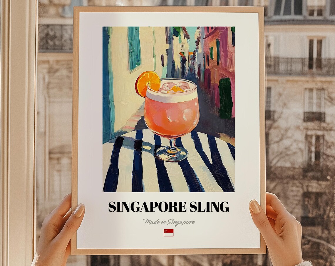 Singapore Sling Beverage Poster Bar Dcor Wall Art Friend Dining Room