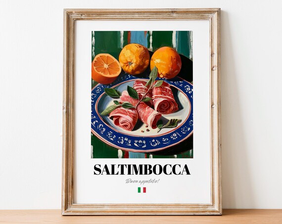 Italian Saltimbocca Poster Savory Dish Art For Gourmet Kitchen Spaces