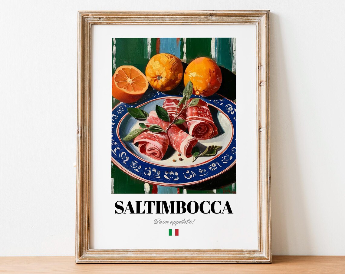 Italian Saltimbocca Poster Savory Dish Art For Gourmet Kitchen Spaces