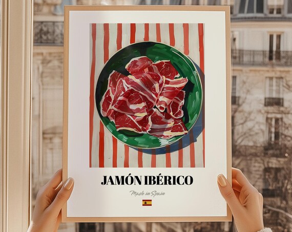 Jamon Iberico Sliced Ham Plate Spanish Food Kitchen Art Poster