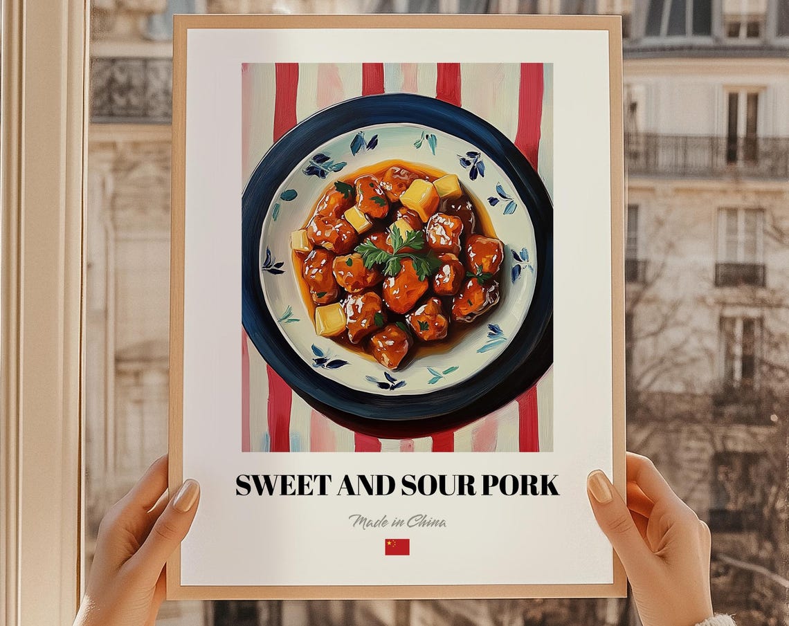 Sweet And Sour Pork Print Chinese Restaurant Wall Decor Food Cuisine Poster