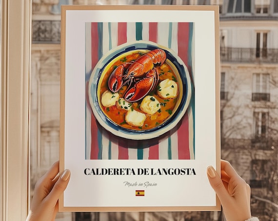 Caldereta De Langosta Spanish Food Wall Art Dining Room Ideas For A Chef Custom Menu Cover Kitchen Poster