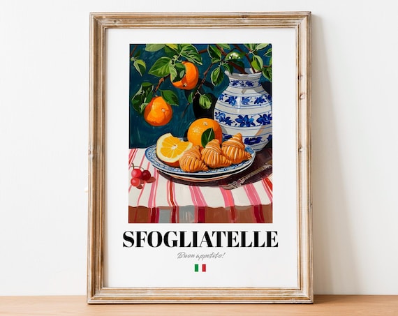 Sfogliatelle Italian Pastries Oranges Citrus Still Life Poster