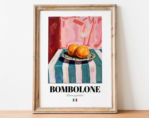Bombolone Italian Filled Donuts Pink Floral Still Life Poster