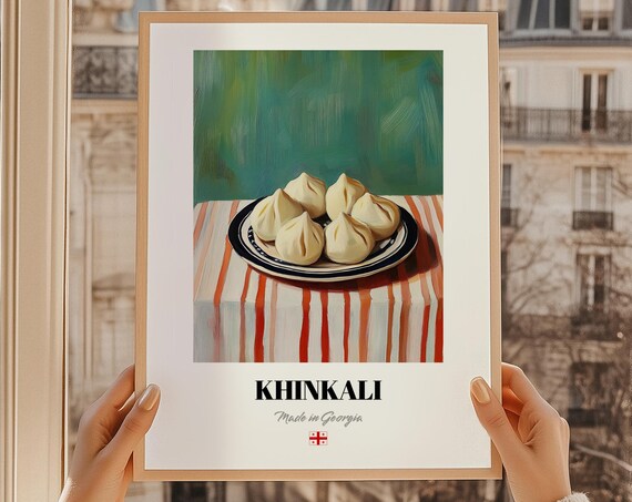 Khinkali Georgian Soup Dumplings Traditional National Dish Food Poster