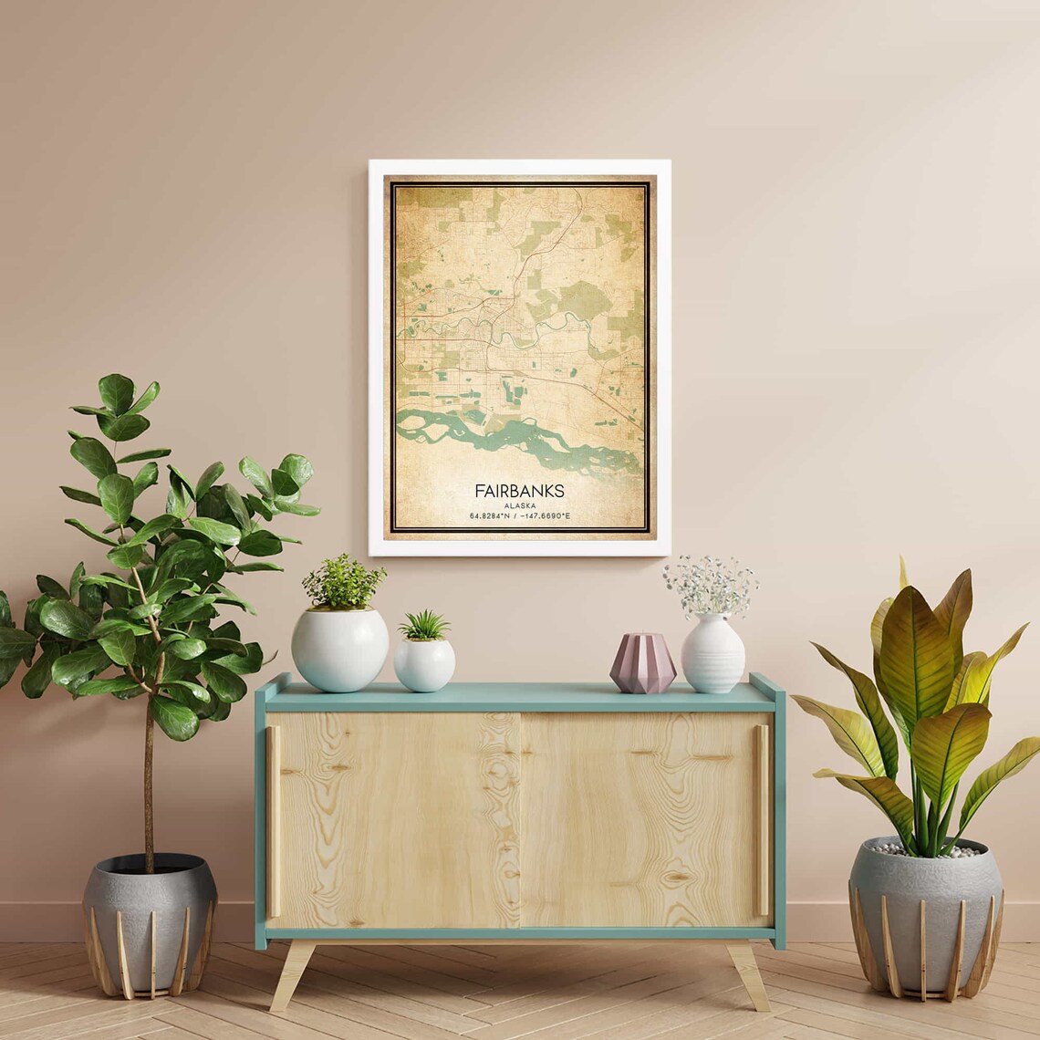 Vintage Fairbanks Alaska Map Print Poster - Image 2