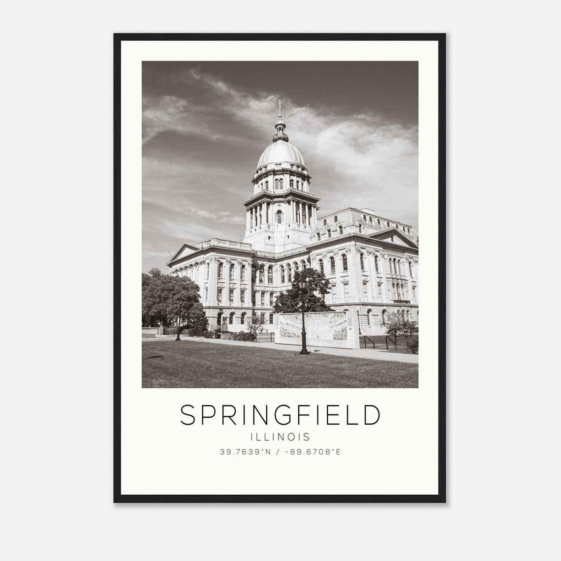Springfield Illinois State Capitol Dome Building Photo Travel Poster