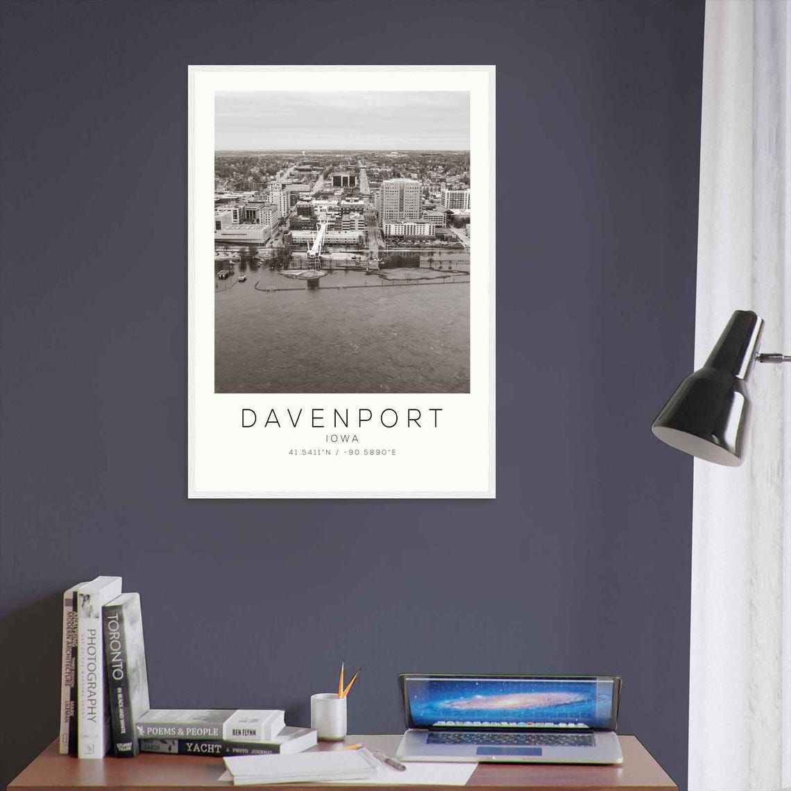 Davenport Iowa Photo Travel Poster Davenport Travel Print Minimalist Travel Print - Image 3
