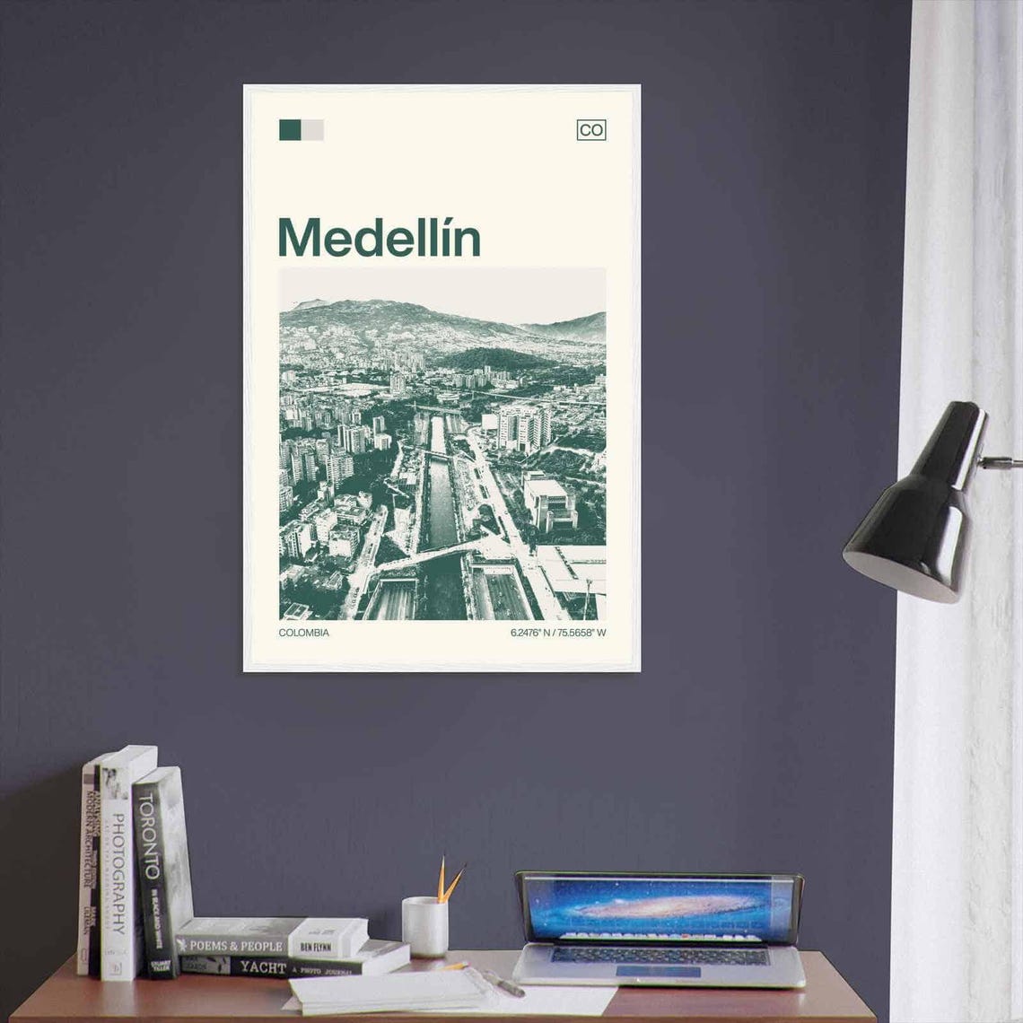 Medellin Colombia Minimalist Monochrome Travel Photo Poster - Image 3