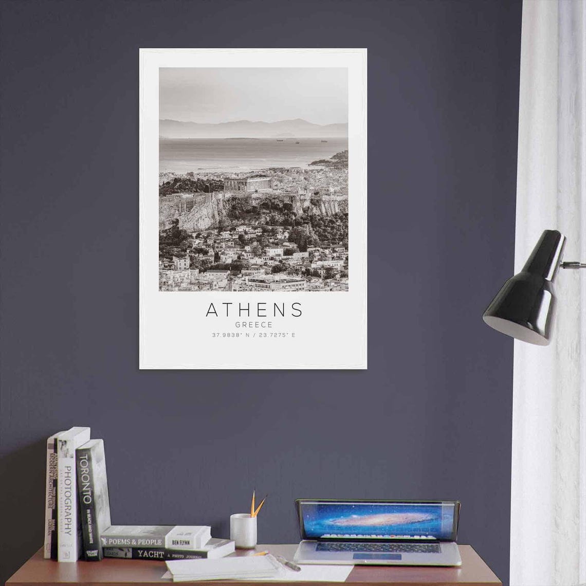 Athens Greece Black White Acropolis Ancient Citadel Travel Poster - Image 3