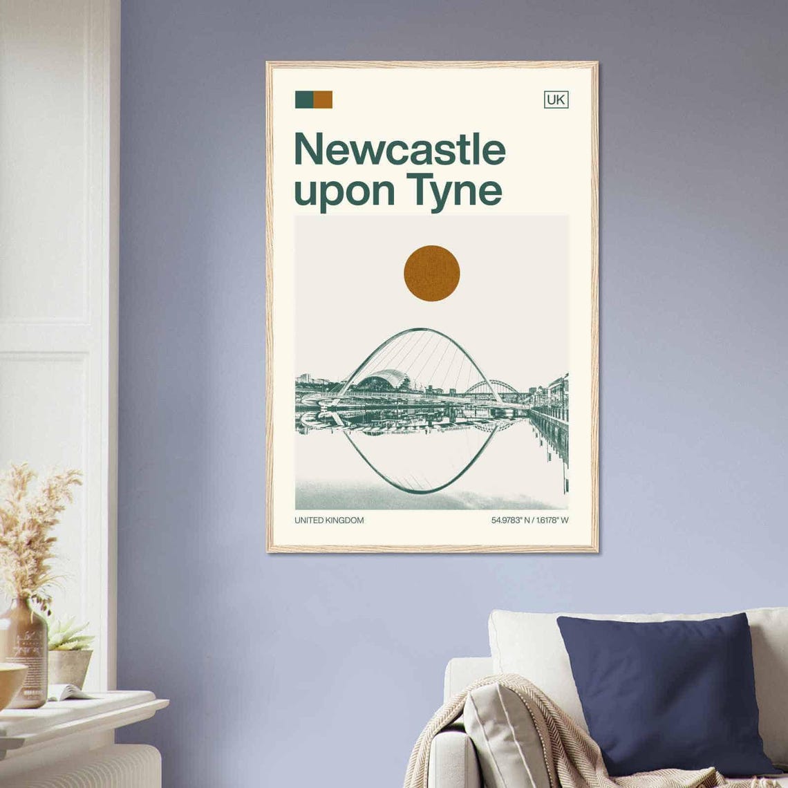 Newcastle upon Tyne UK Modern Minimalist River Bridge Art Poster - Image 2