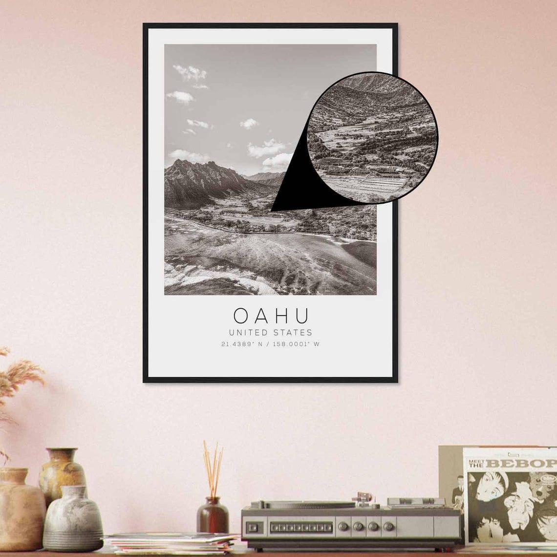 Oahu United States Travel Photo Poster Bw Oahu Travel Print Minimalist Travel Poster Print - Image 4