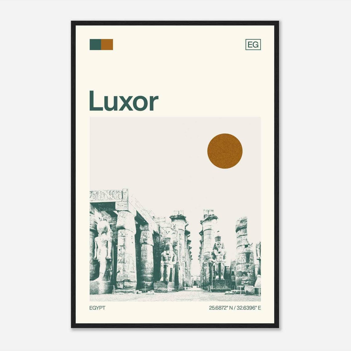 Luxor Egypt Minimalist Monochrome Travel Photo Poster