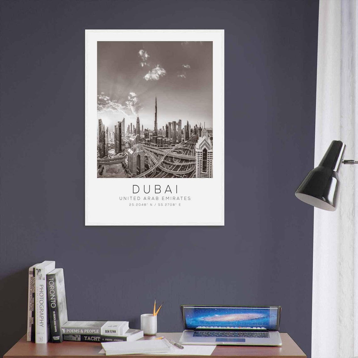 Dubai Black And White Burj Khalifa Skyline Photography Poster - Image 3