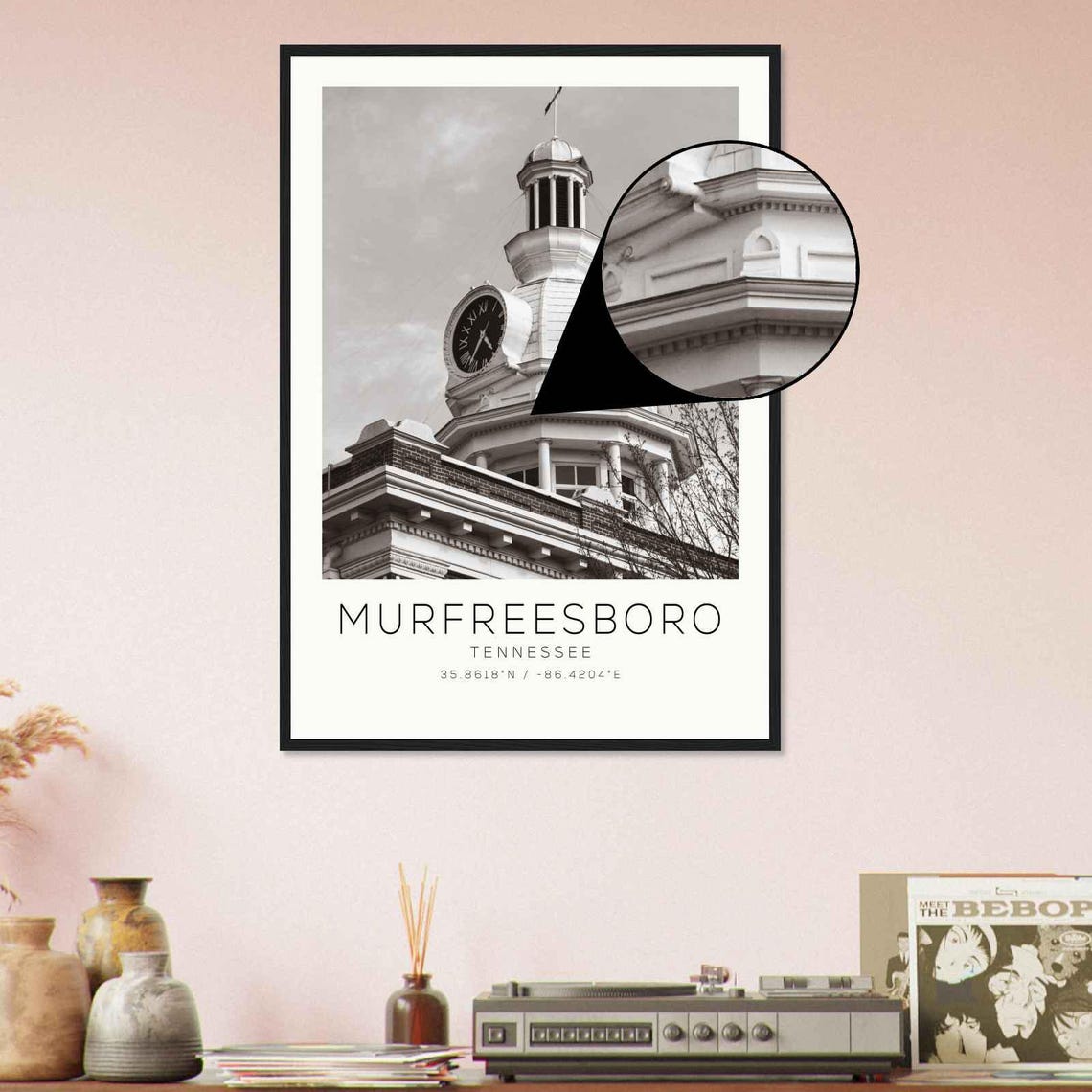 Murfreesboro Tennessee Historic Clock Tower Minimalist Travel Poster - Image 4